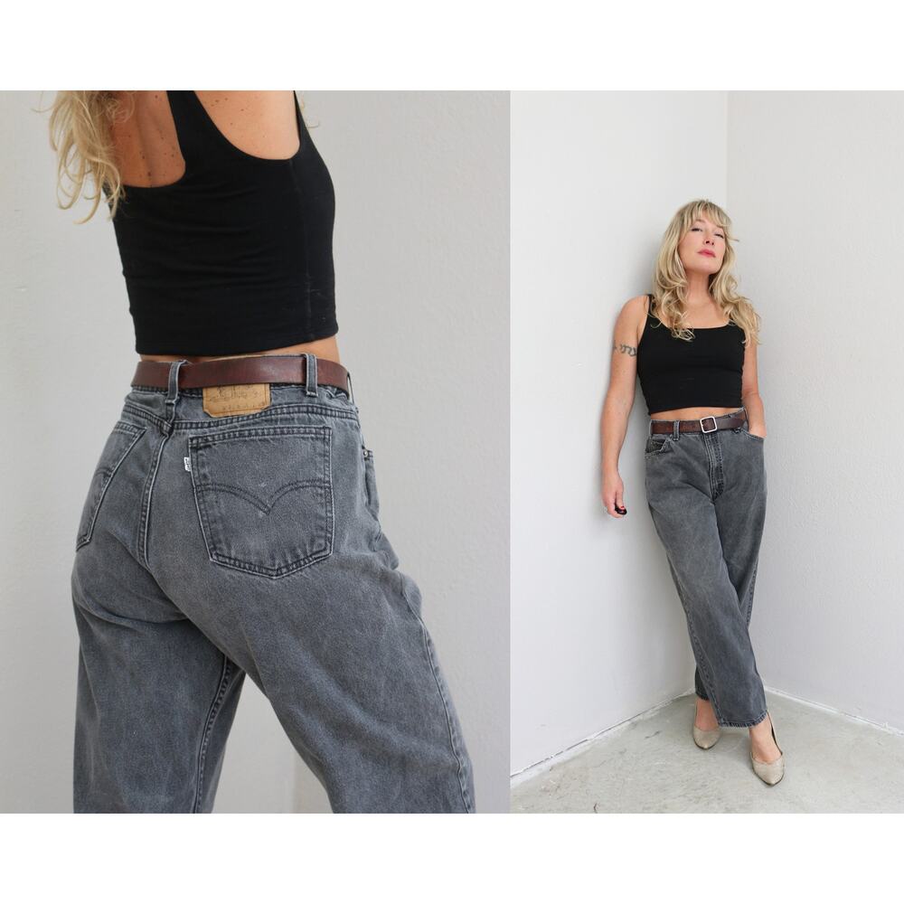 1990's Vintage Levi's 550 Black Fade Jeans Women's LG XL 34" 35" Waist Men's LG